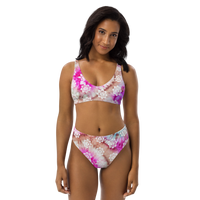 Recycled high-waisted Tie-dye Lotus bikini